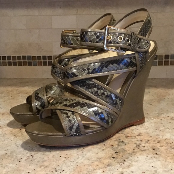 Alexandre Birman Python Leather Platform Wedge Strappy Sandals - Picture 6 of 16